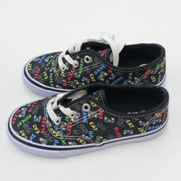 US Sports Girls Slip On Shoes Size‎ 13 Game Design Eat Sleep and Repeat - Picture 1 of 8
